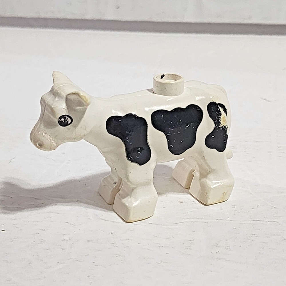 Lego Duplo Black White Holstein Cow Figure Vintage Plastic 3 inch Farm Animal